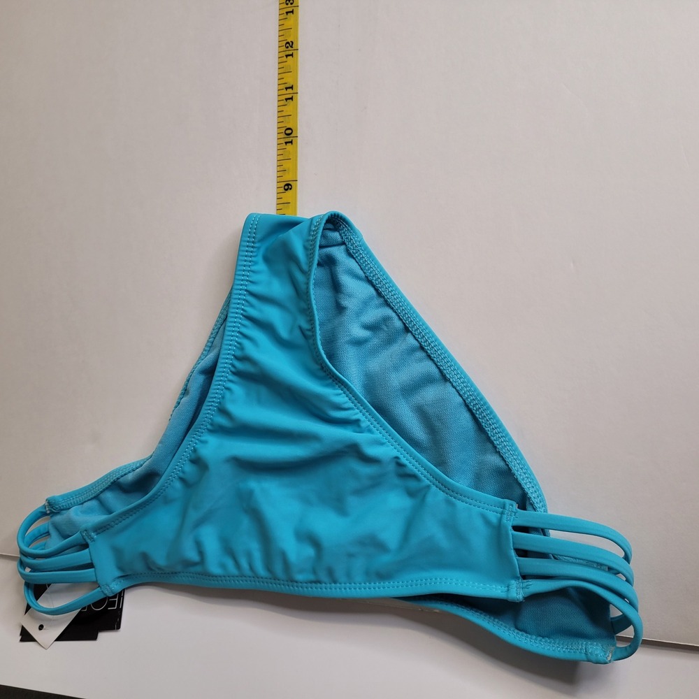 California Waves Turquoise Strappy Scoop Bikini Bottoms Medium Blue NEW - Picture 4 of 11